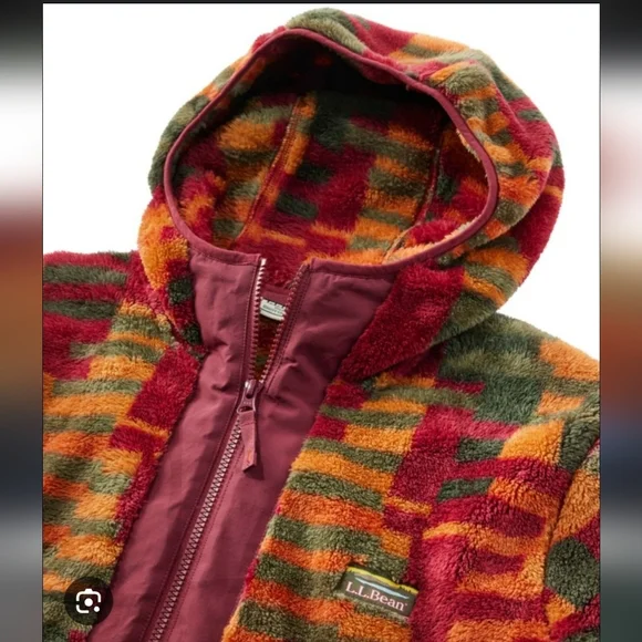 Men's L.L.Bean Hi-Pile Fleece Hoodie, Print XL - Picture 3 of 9